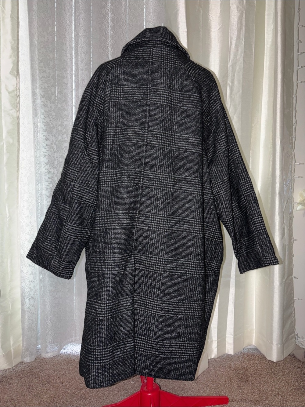 Old Navy Black and Gray Plaid Coat - Picture 2 of 3